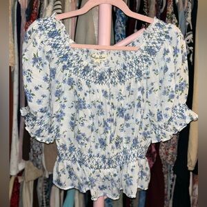 Indigo Rose Floral Top M/L